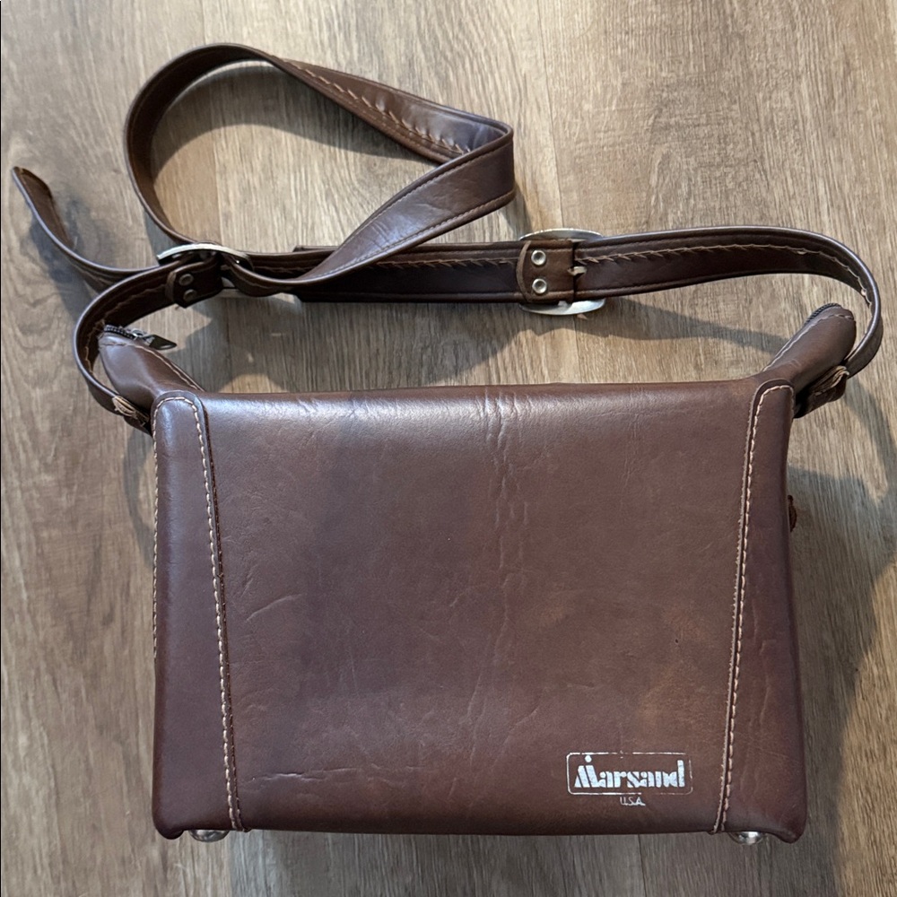 Vintage Marsand Faux Leather Brown Camera Bag w/ Adjustable Strap